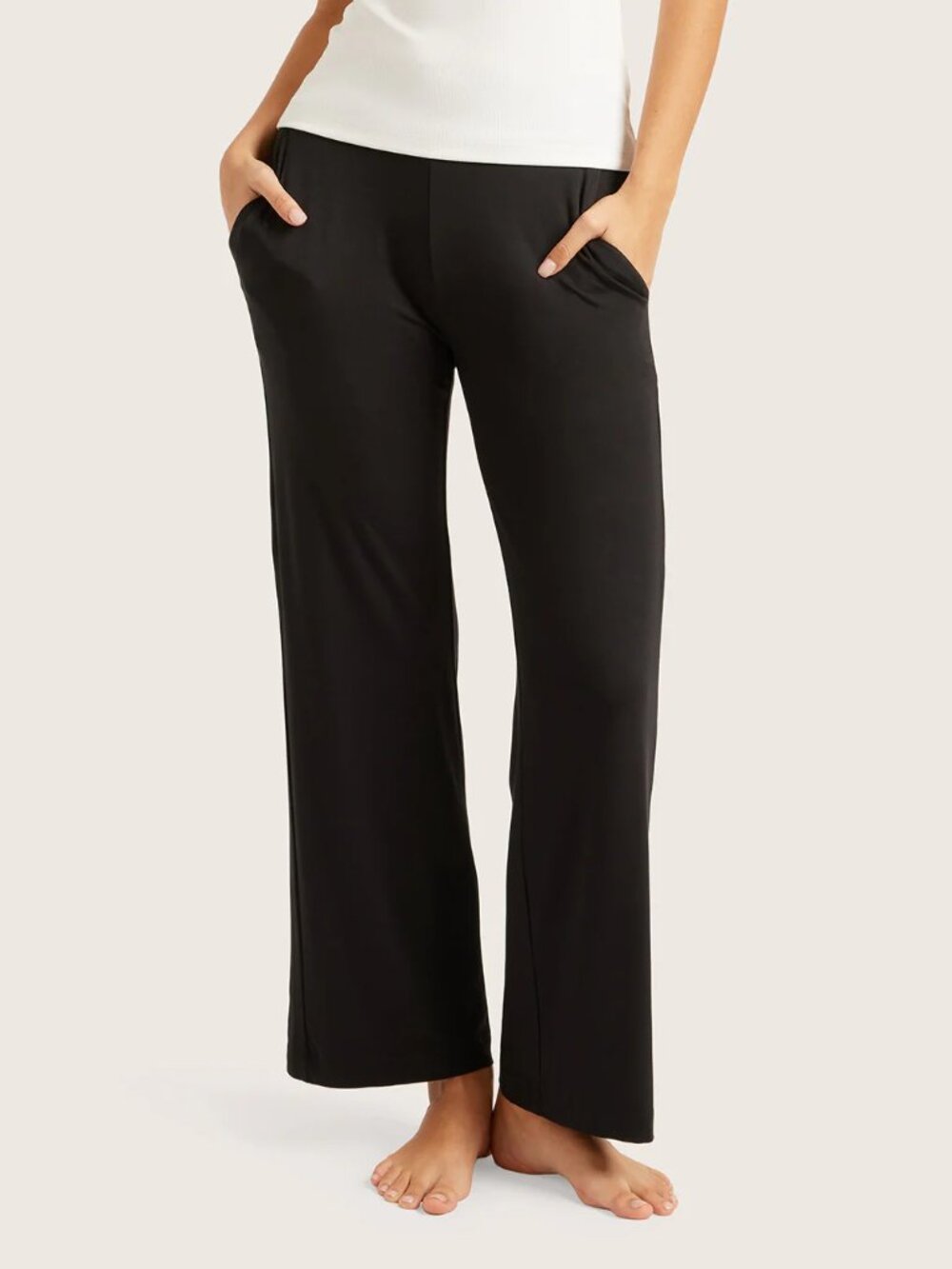 NWT Boody Downtime Wide Leg Lounge Pant in Size Small Black Bamboo Jersey Fabric